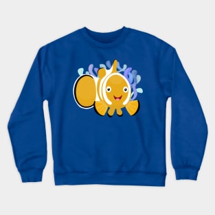 Cute happy clownfish anenome cartoon Crewneck Sweatshirt